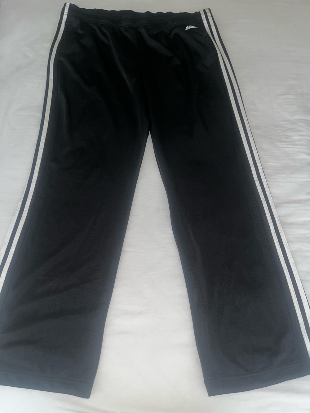 adidas Black Straight Leg Pants with White Stripes